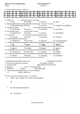 Test of English 15 phút
